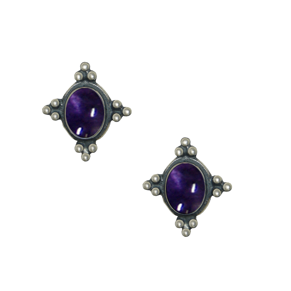 Sterling Silver Small Iolite Post Stud Earrings